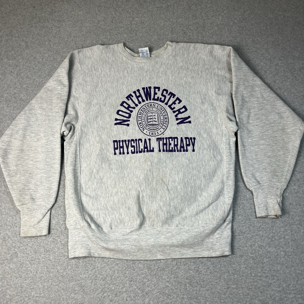 Vintage Champion Reverse Weave Sweatshirt Mens Large Northwestern Made USA 90s